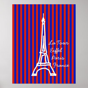 röd blå rand Eiffel paris Poster