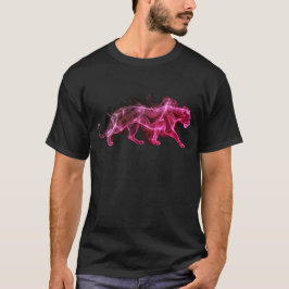 Röd + Blå Rökig Leopard på en Svart Kortärmad Tröj T Shirt