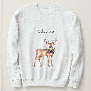Röd blå rutig julhjort t shirt
