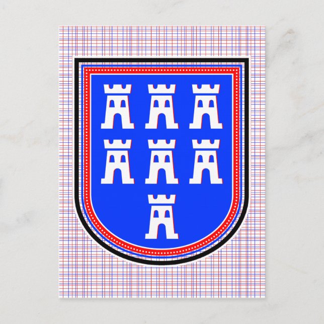 Röd blå sachsisk skylt vykort (Framsida)