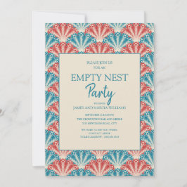 Röd blå Snäcka Fläkt Mönster Tom Nest Party Inbjudningar