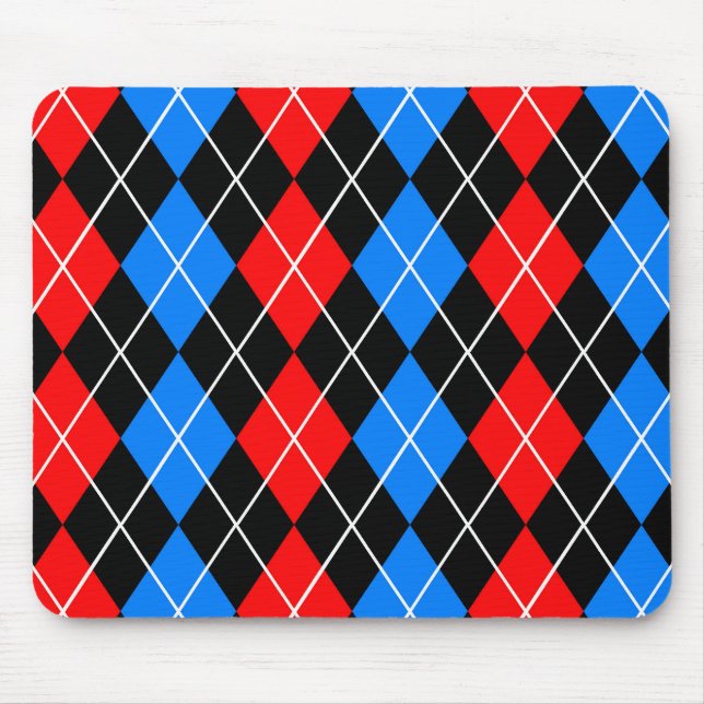Röd Blå Svart Argyle Rutig Design  Musmatta (Framsidan)