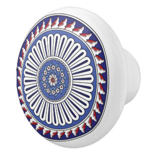 Röd & Blå Turkisk Iznik Blommig Tulpan Nejlika Knopp