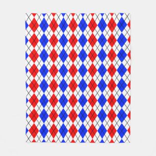 Röd Blå Vit Argyle Rutig Design  Fleecefilt