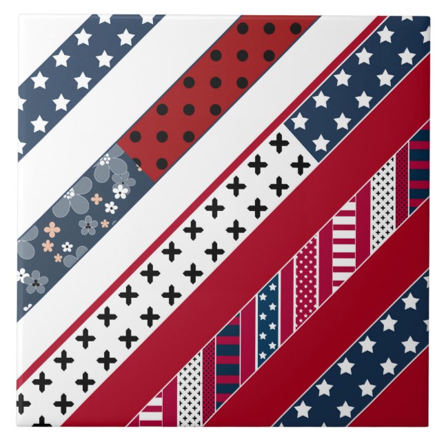 Röd blå vit nationell patriotisk bakgrund. kakelplatta (Framsidan)