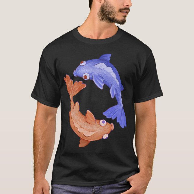 röd & blå ying yang fisk t shirt (Framsida)