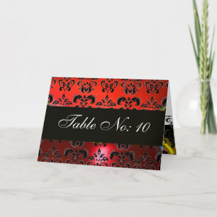 RÖD BLACK WHITE DAMASK RUBY BORD SATTE HELGKORT