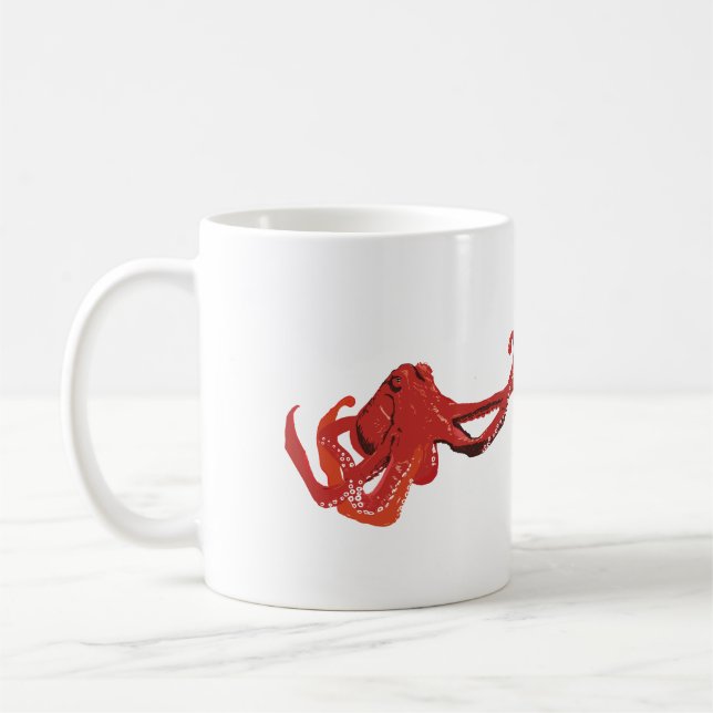 Röd bläckfisk kaffemugg (Vänster)