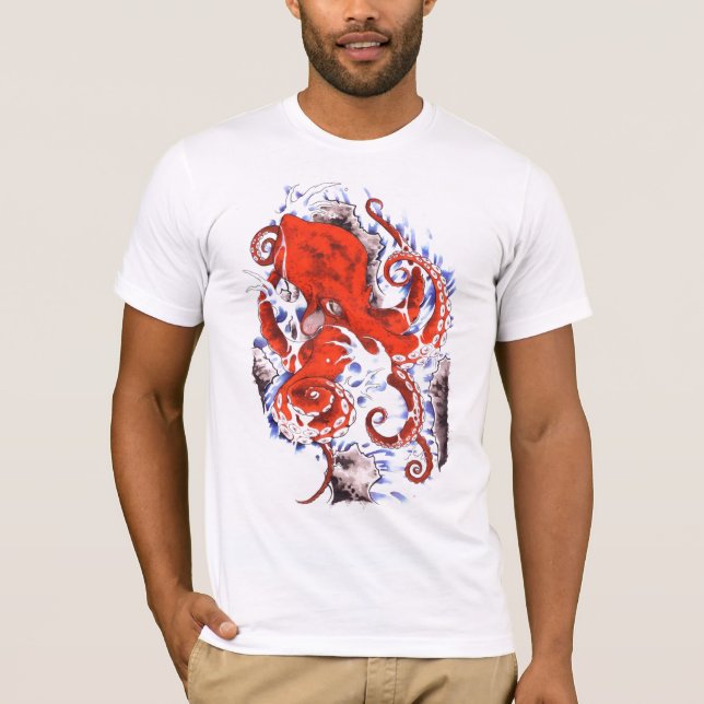 röd bläckfisk t-shirt (Framsida)