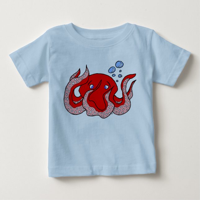 Röd bläckfiskT-tröja Tee Shirt (Framsida)