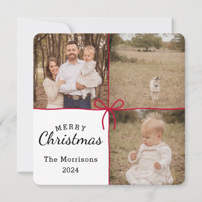 Röd bläddringning 3 Bild-julkort Julkort (Framsida)