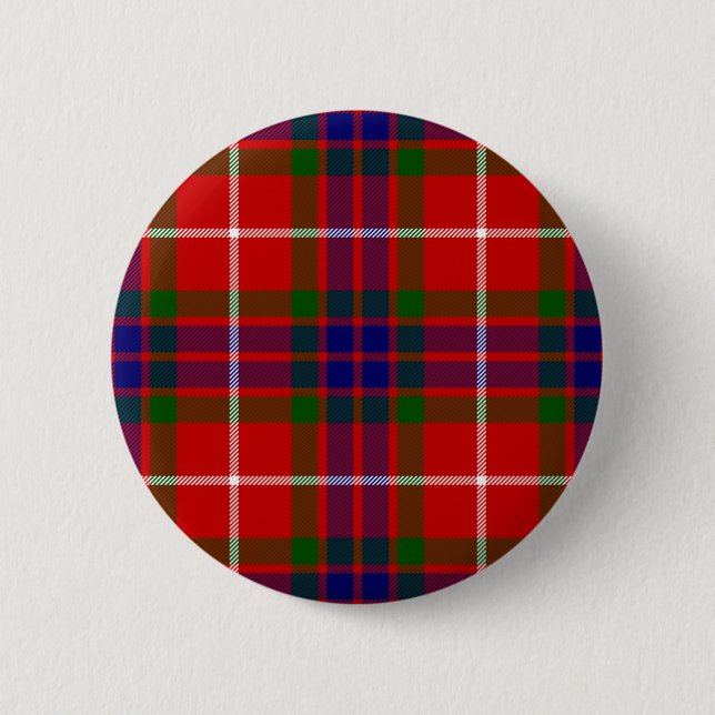 Röd blått- och gröntklanFraser Tartan Knapp (Framsida)