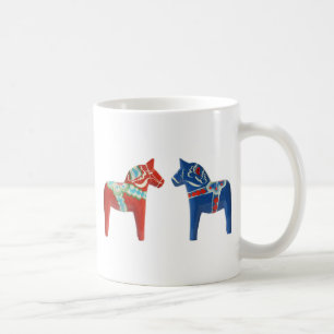 Röd & blåttDala häst Kaffemugg