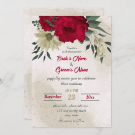 röd blek gula blommor botaniskt bröllop inbjudningar