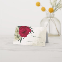 röd blek gula blommor botaniskt bröllop placeringskort