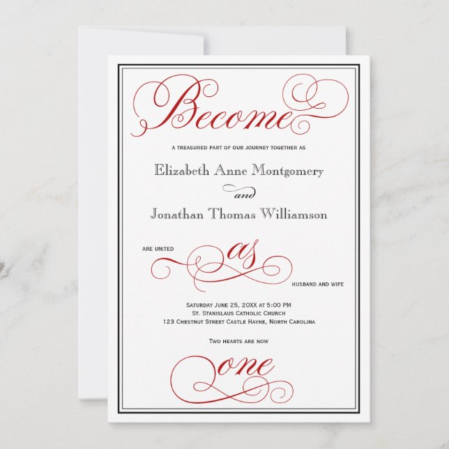 Röd blir till en kristen bröllopsinbjudan inbjudningar (Framsida)