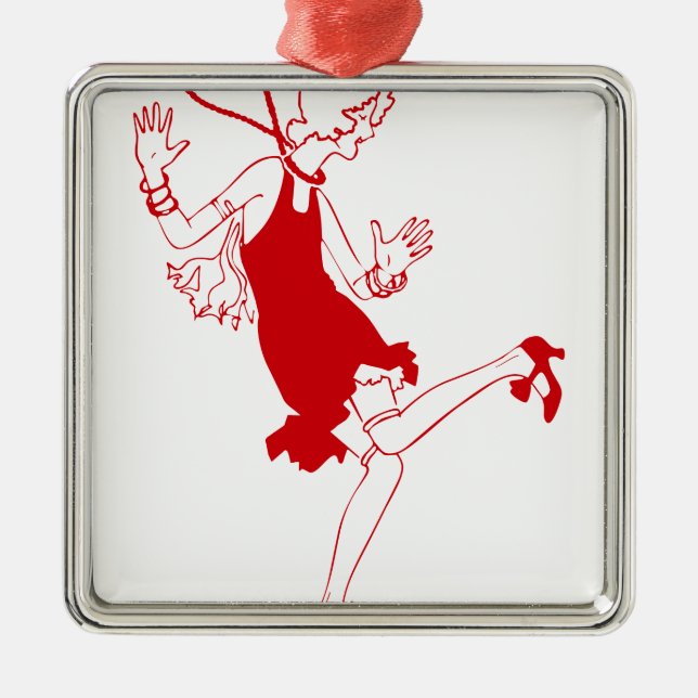 röd blixtflicka julgransprydnad metall (Framsidan)