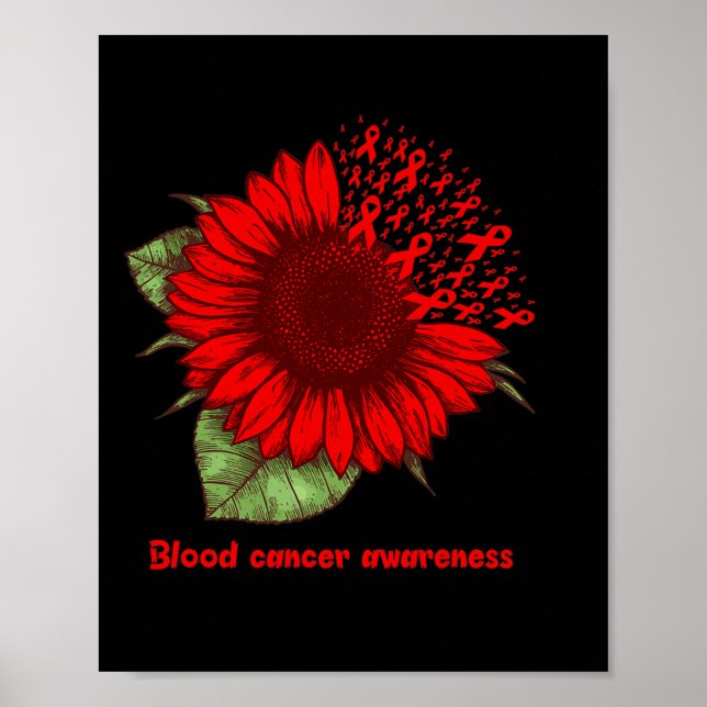 Röd blodcancer medvetenhet Solrosgåva Warrior  Poster (Framsidan)