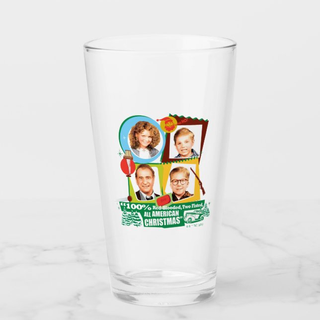 Röd-blodig, två falskt, all amerikansk jul glaskopp (Framsida)
