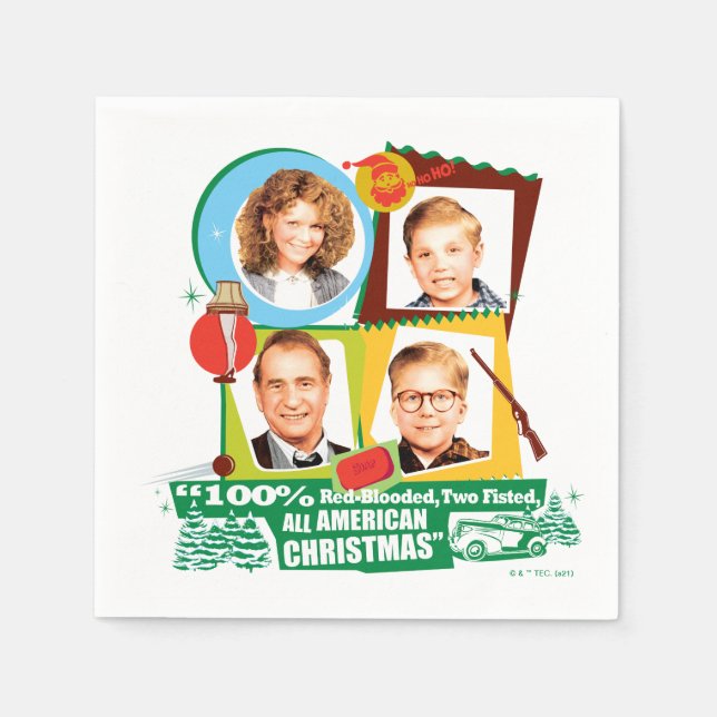 Röd-blodig, två falskt, all amerikansk jul pappersservett (Framsidan)