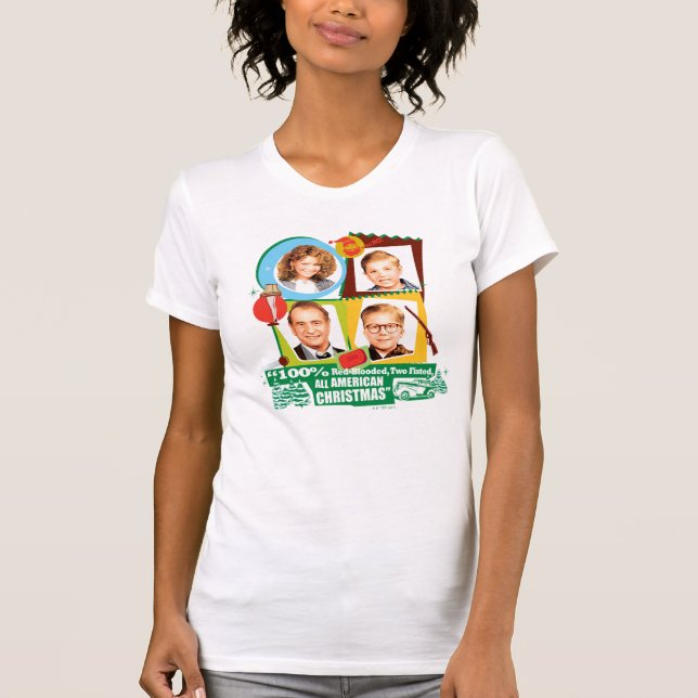 Röd-blodig, två falskt, all amerikansk jul t shirt (Framsida)
