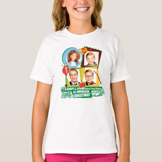 Röd-blodig, två falskt, all amerikansk jul t shirt (Framsida)