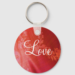 Röd blom- valentin Keychain - anpassade Nyckelring