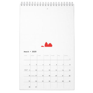 Röd blomkorgsformad med ljusblå mittpunkt. kalender