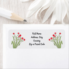 Röd blomma accentuerad returadress etikett
