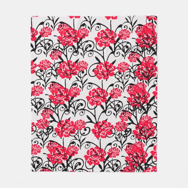 Röd blomma blomillustration mönsterdesign fleecefilt (Framsidan)