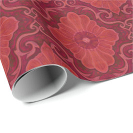 "Röd blomma" blommigt arabesque mönster Presentpapper