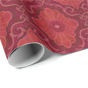 "Röd blomma" blommigt arabesque mönster Presentpapper