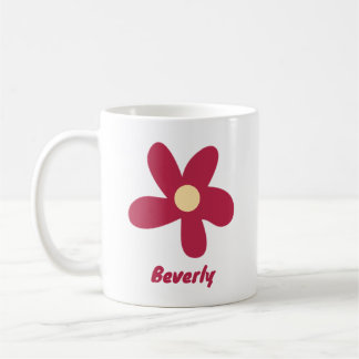 Röd blomma doodle med namn eller annan text kaffemugg