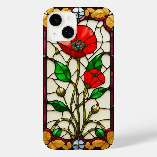 Röd blomma Elegant glaskonst (Baksida)