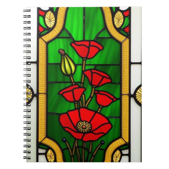 Röd blomma Elegant glaskonst Anteckningsbok (Framsidan)