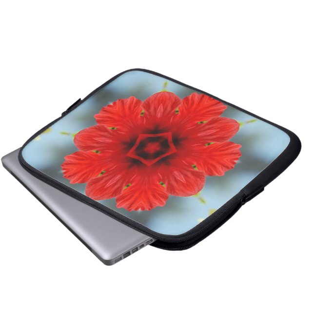 Röd Blomma Elektronik Ärm Laptop Fodral (Framre botten)
