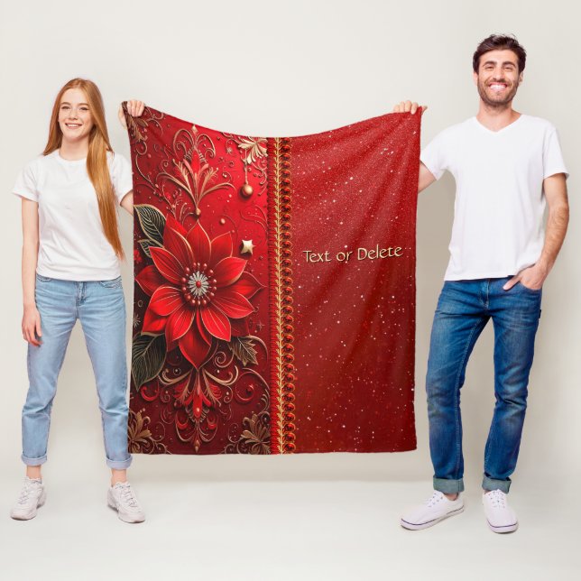 Röd Blomma Flanellfilt Fleecefilt (På plats)
