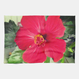 Röd blomma från Hibiscus Rosa-sinensis Kökshandduk