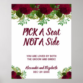 Röd blomma Greenery Plocka ett säte som inte är et Poster