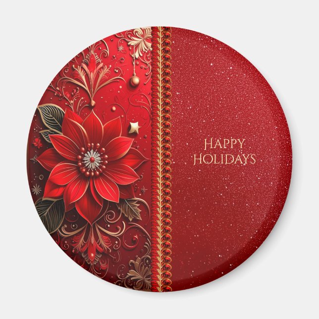 Röd Blomma Högtid Magnet (Framsidan)