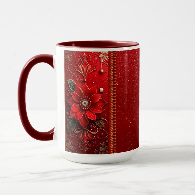 Röd blomma Holiday-mugg Mugg (Vänster)
