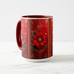 Röd blomma Holiday-mugg Mugg