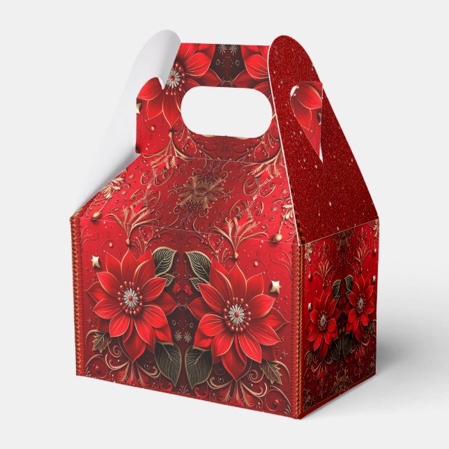 Röd blomma Holiday Presentlåda (Framsidan Sidan)
