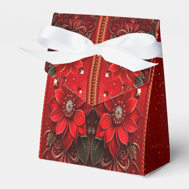 Röd Blomma Höstpresentlåda Presentaskar (Framsidan Sidan)