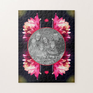 Röd blomma i solljus Ram Lägg till foto Pussel