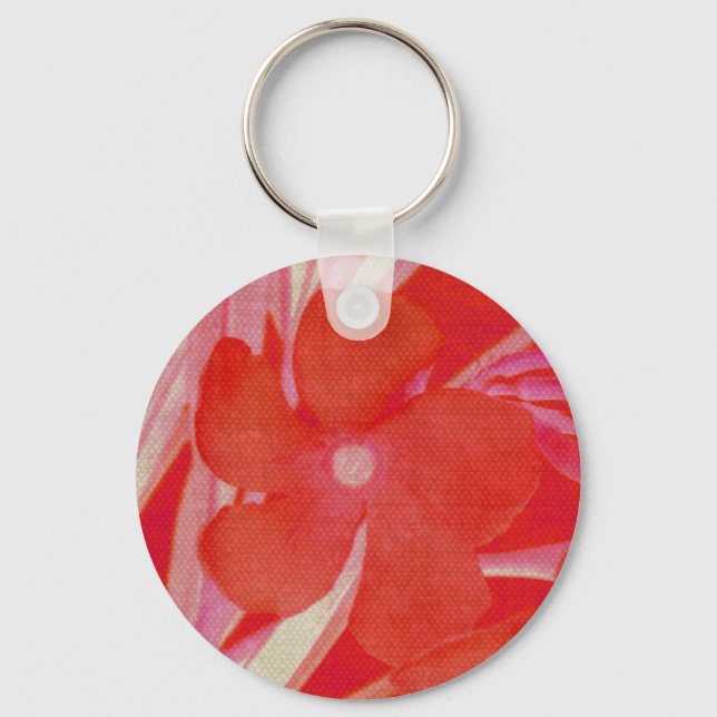 Röd blomma Keychain Nyckelring (Framsida)