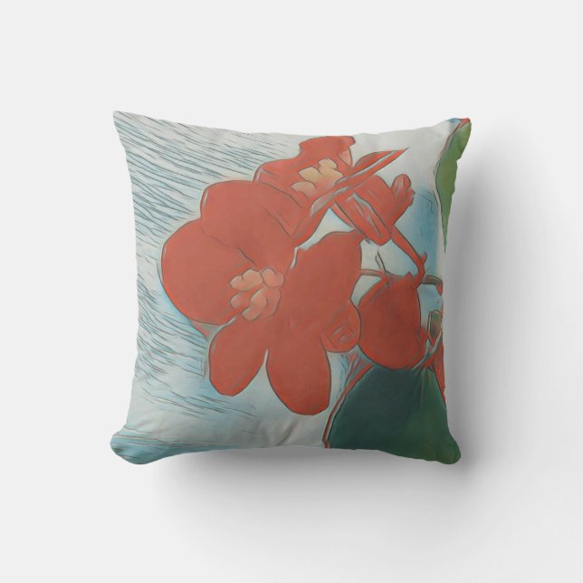 Röd blomma kudde (Framsida)