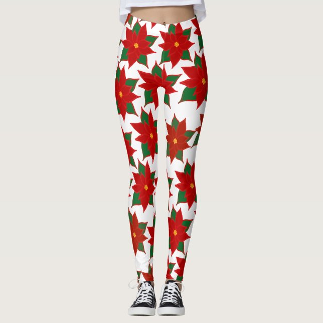 Röd blomma leggings (Framsida)