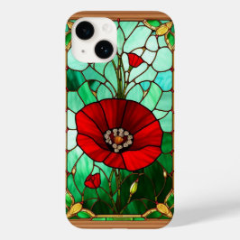 Röd blomma Livlig glaskonst