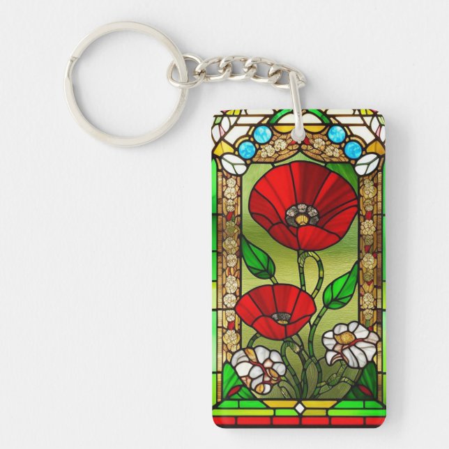 Röd blomma livlig glasmålning konst (Framsidan)